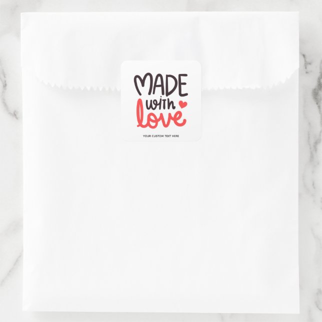 Hecho con amor Pegatina personalizado de la Plaza  (Bolso)