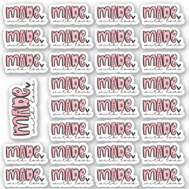 Hecho con amor - Pegatinas de color de agua (Anverso)