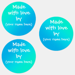 "Hecho con amor por" Verde azuladas etiquetas pers