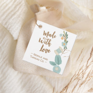 Hecho con amor Scoser etiqueta de flor bordada