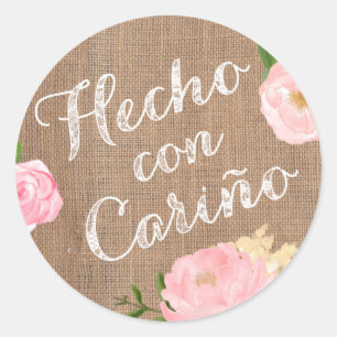 Hecho con cariño pegatina español para comida case