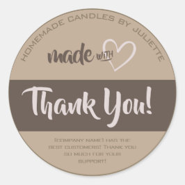 Hecho con el corazón del amor Gracias Etiqueta Kra