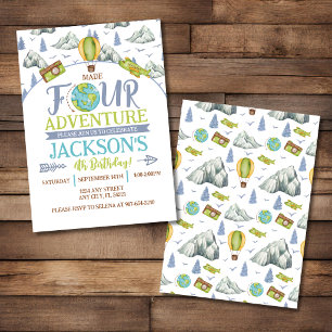 Hecho Cuatro Aventura Invitación de Cumpleaños núm