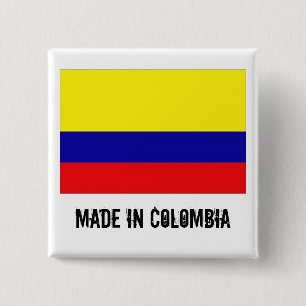 Hecho en el botón cuadrado de Colombia