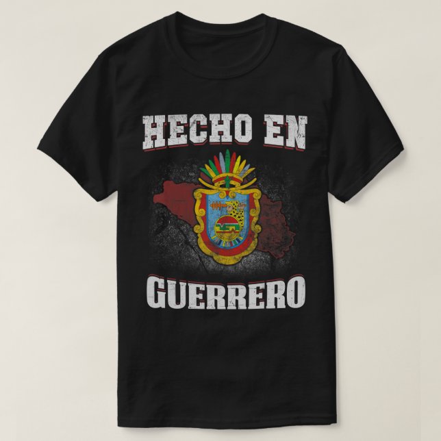 Hecho En México Guerrero camiseta con bandera (Diseño del anverso)