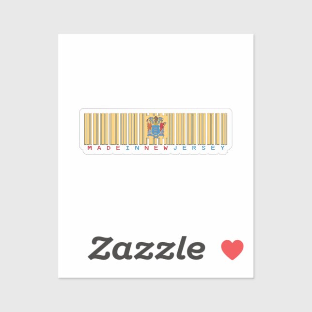 Hecho en Nueva Jersey Pegatina de Bandera de códig (Hoja)