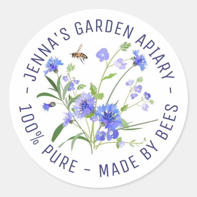 Hecho Por Bees Wildflower Apiary Product Pegatina (Anverso)