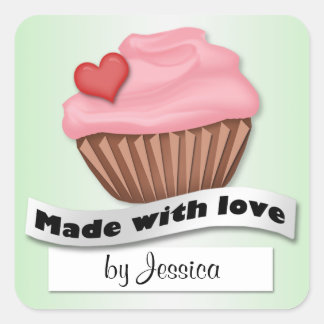 Hechos con amor Pegatinas de pasteles rosas y verd