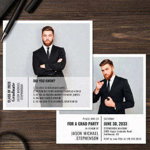 Hechos divertidos 2 foto invitación moderna de gra