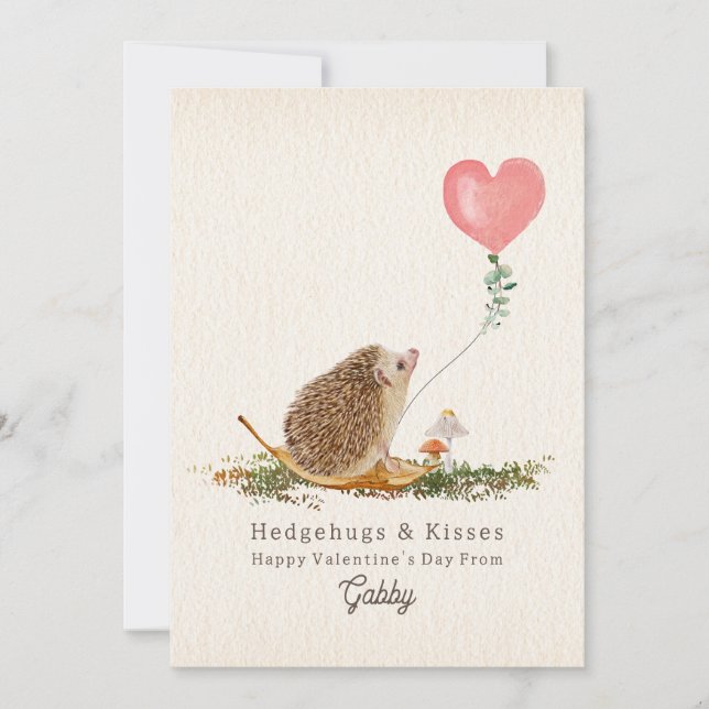 Hedge Hugs & Kisses Hedgehog Mushroom Valentine (Anverso)