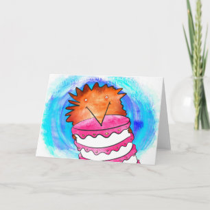 Hedgehog con tarjeta de cumpleaños para pasteles
