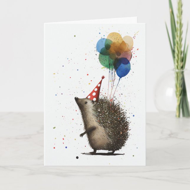 Hedgehog con tarjeta de saludo de globos (Anverso)
