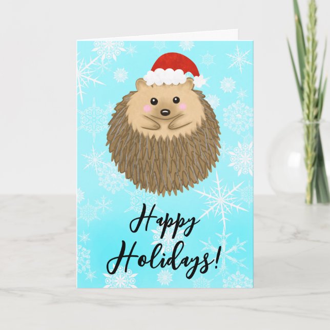 Hedgehog Happy Holidays Cute Animal Navidad (Anverso)