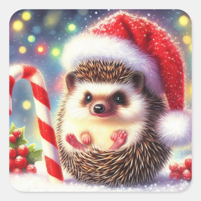 Hedgehog Holiday Hedgie Gift Pegatinas (Anverso)
