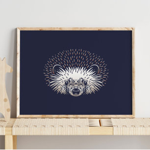 Hedgehog Impresión de pared de protección de ani