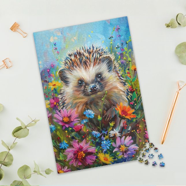 Hedgehog in Wildflower Field Jigsaw Puzzle (Subido por el creador)