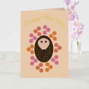Hedgehog somnoliento y Personalizado de flores Cum