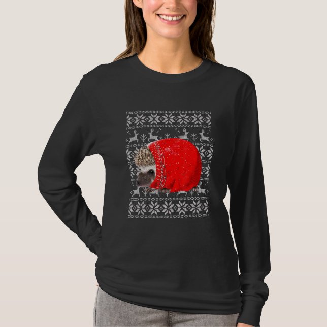 Hedgehog Ugly Sweater Navidades Funny Hedgehog Lo (Anverso)