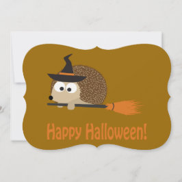 Hedgehog Witch Halloween Party Invitación