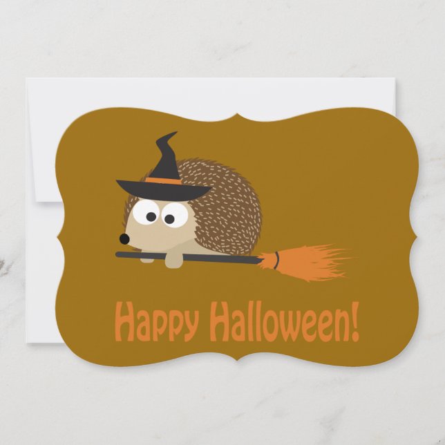 Hedgehog Witch Halloween Party Invitación (Anverso)