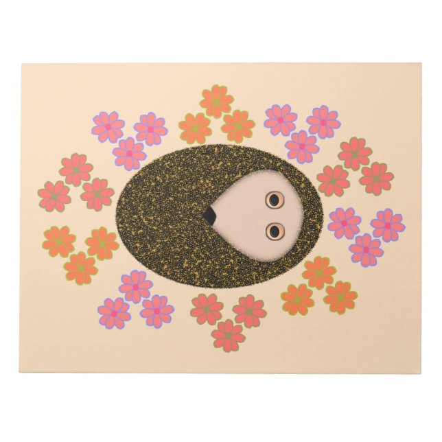 Hedgehog y Bloc de notas con flores (Frente)