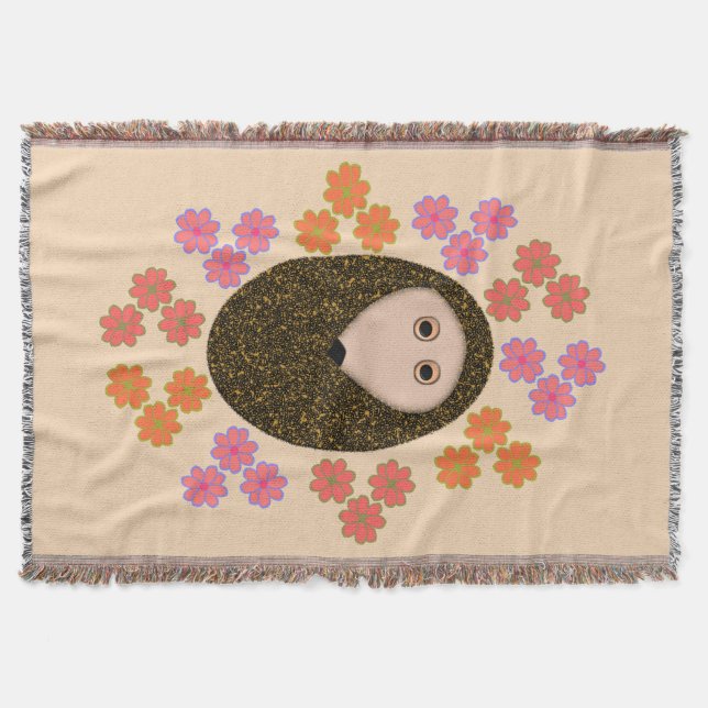 Hedgehog y flores soleadas lanzan manta (Anverso)