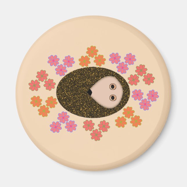 Hedgehog y imán de flores (Frente)