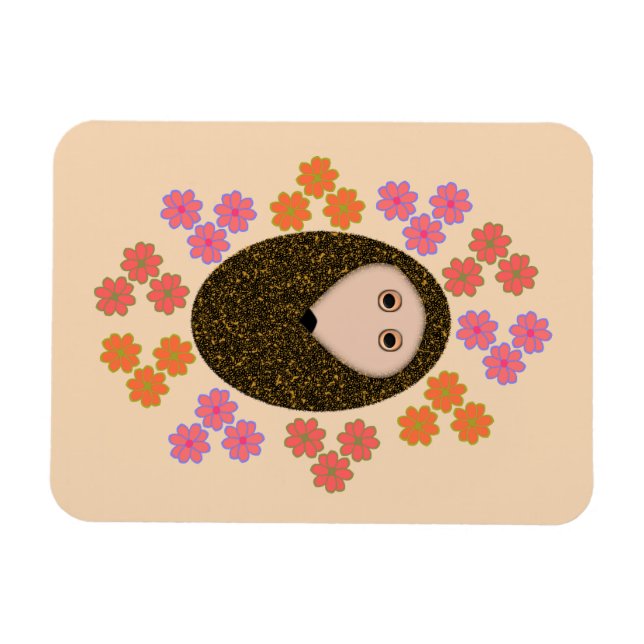 Hedgehog y imán de flores (Horizontal)