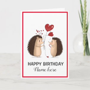 Hedgehogs con tarjeta de cumpleaños de los globos