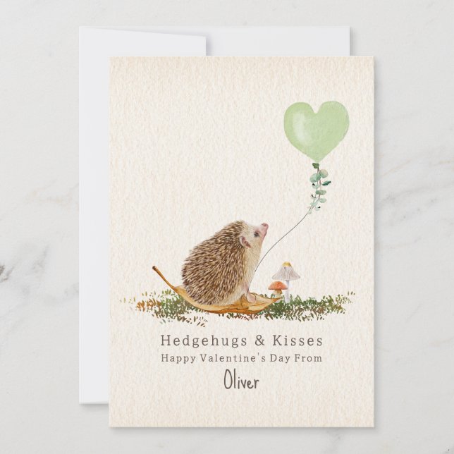 Hedgehugs & Kisses Hedgehog Mushroom Valentine (Anverso)