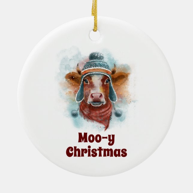 Heifer En Un Ornamento De Navidad Gorra (Atrás)