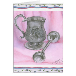 Heirloom Cup y Rattle con fondo morado