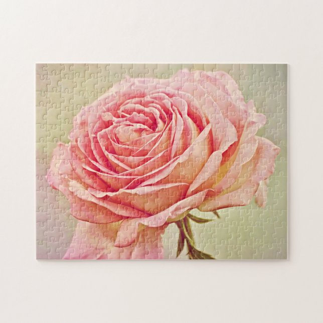 Heirloom Pink Rose Flower Puzzle (Horizontal)
