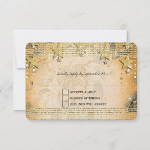Heirloom Rosa Boda de oro bajo las estrellas RSVP