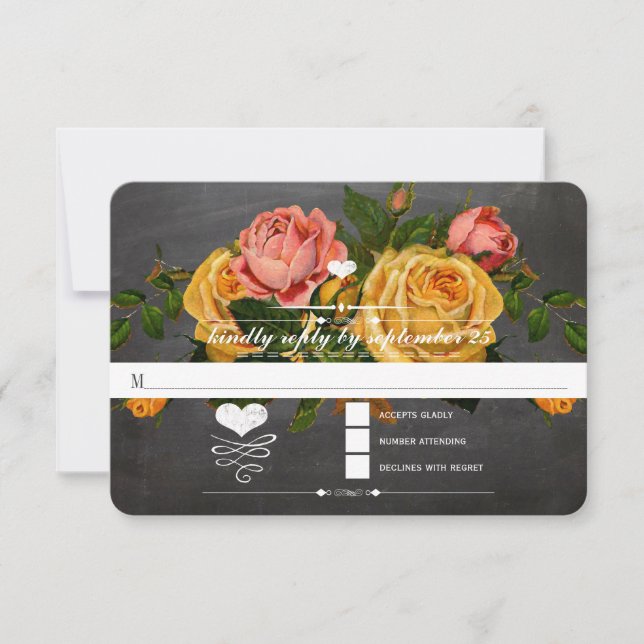 Heirloom Rosas Chalkboard Typography RSVP (Anverso)
