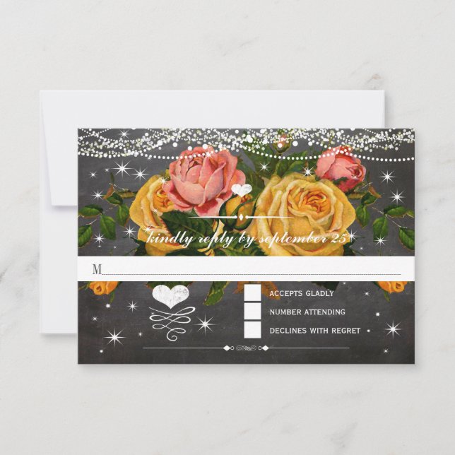 Heirloom Rosas Chalkboard Typography RSVP (Anverso)