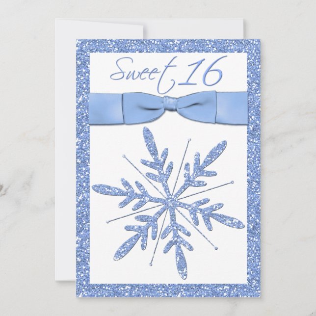 Helado Blue Snowflake Sweet 16 Invitación (Anverso)