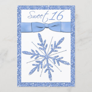 Helado Blue Snowflake Sweet 16 Invitación