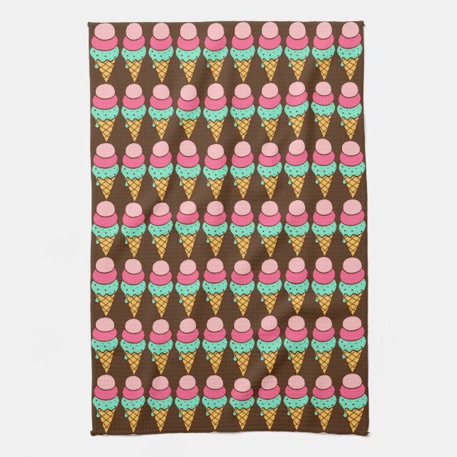 Helado Cream Cones Cute Kitchen Toalla (Vertical)