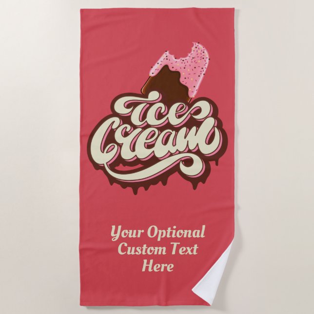 Helado Crema personalizado texto y toalla de playa (Anverso)