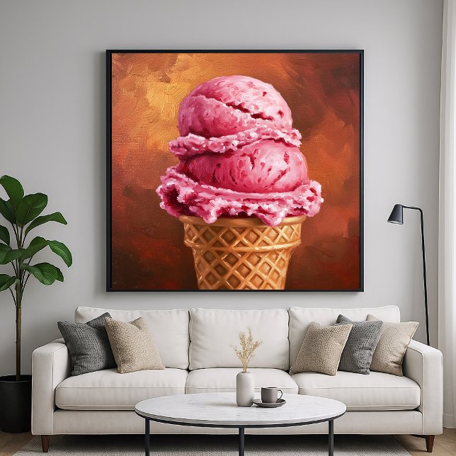 Helado de fresa de crema Cono - Arte de estilo pál (Subido por el creador)