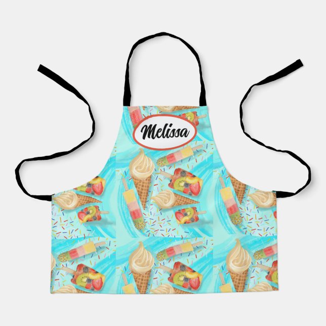 Helado de personalizable divertido y delantal con  (Anverso)