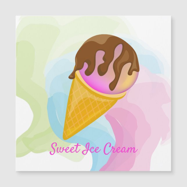 Helado dulce y colorido en un cono (Anverso)