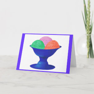 Helado en tazón azul, invitación a la fiesta, cart