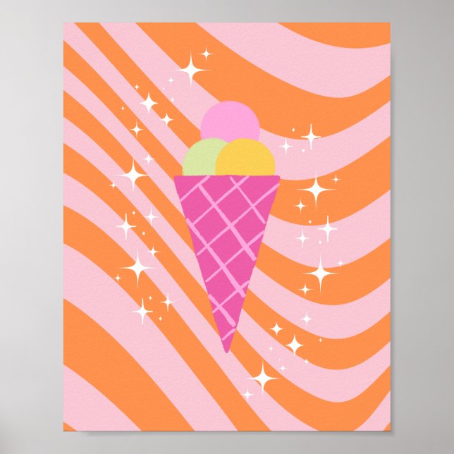 Helado rosa y Naranja, arte helado, perrito (Frente)