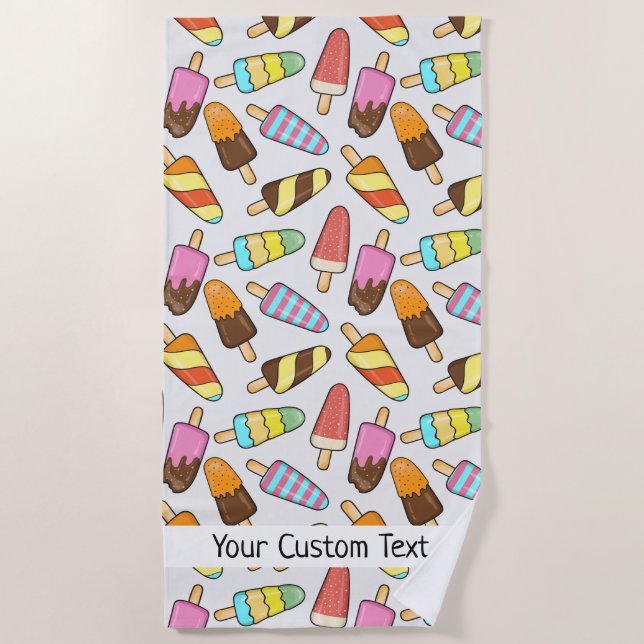 Helados Popsicles personalizado toalla de playa de (Anverso)