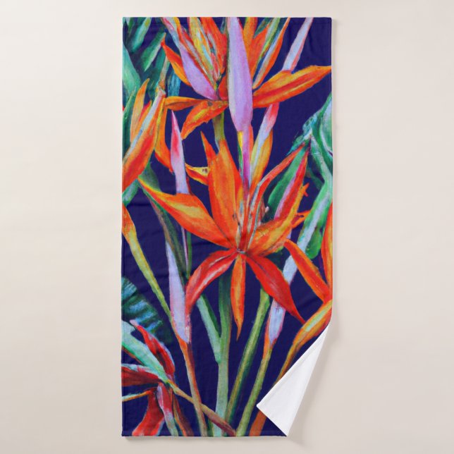 Heliconia en azul Tropical (Toalla de baño)