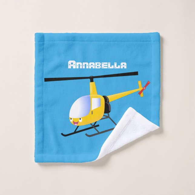 Helicóptero de personalizado alegre amarillo lindo (Toallita)