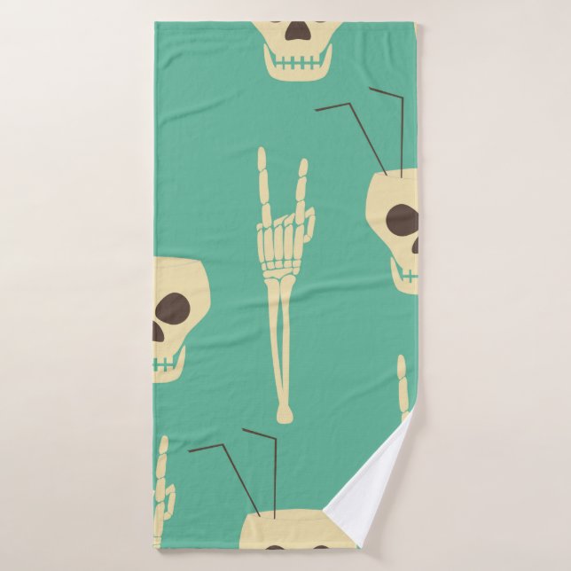 Hell party seamless pattern. Human skulls as goble (Toalla de baño)