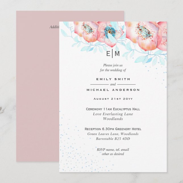 Hellebore Blue Dusty Rosa Wedding (Anverso / Reverso)